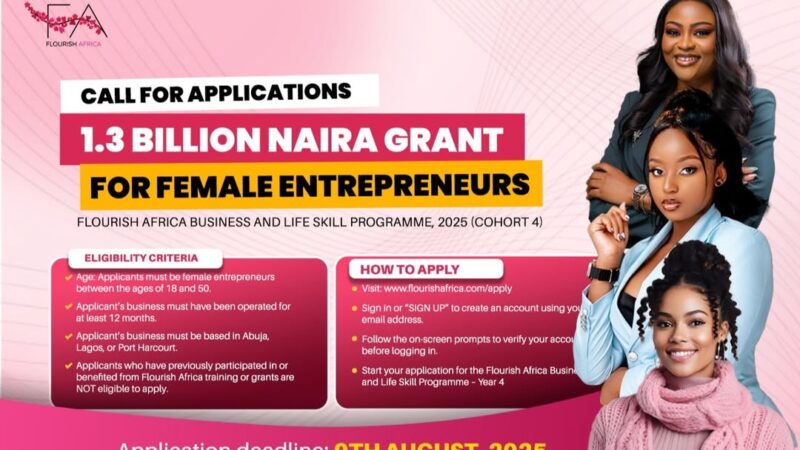 Flourish Africa 2025 programme for women entrepreneurs – business and life skills with ₦3 million grant support