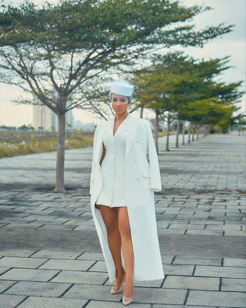 Adesua Etomi in peaky blinders themed outfit