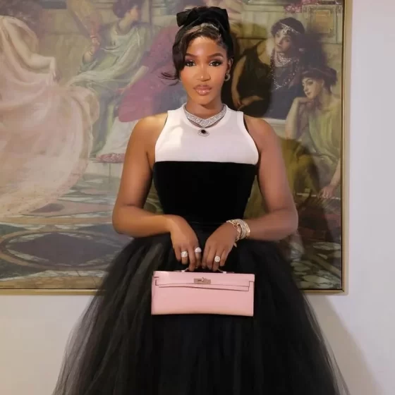 Idia Aisien at Lagos Fashion Week 2025 showcasing elegant street style looks